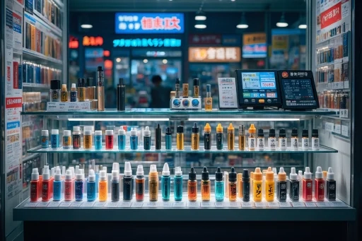 VAPE専門店の店内写真と接客風景